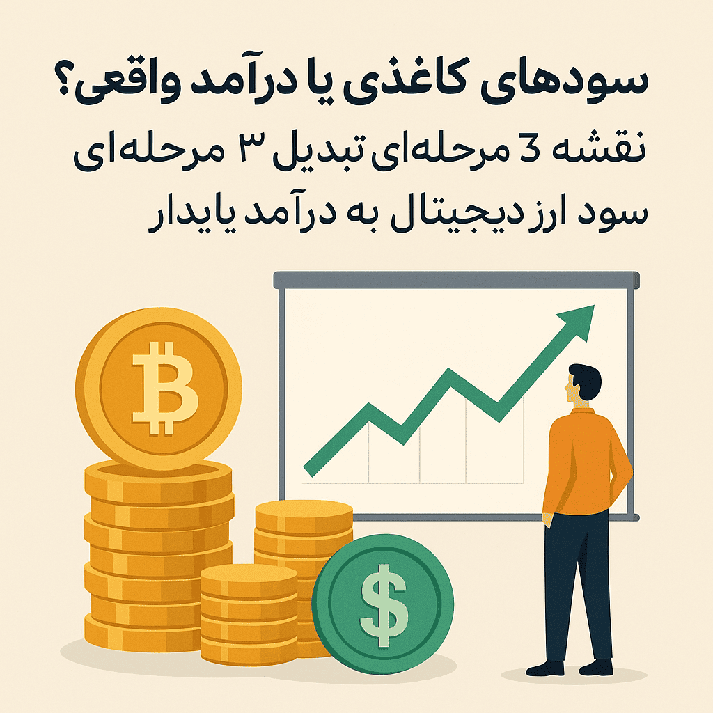 نقشه راه (road_map) ۳ مرحلهای تبدیل سود ارز دیجیتال به درآمد پایدار